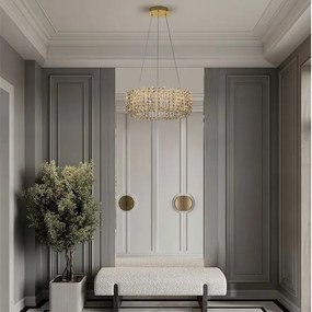 Lustra suspendata LED auriu, cristale sticla CELYSIA 60cm