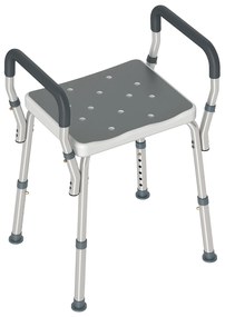 HOMCOM Taburet de duș pentru persoane în vârstă și cu handicap cu brațe, înălțime reglabilă, tampoane antialunecare, gri | Aosom Romania