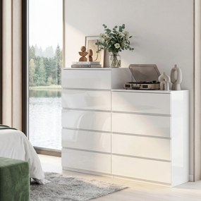 HOMCOM Comodă cu 4 Sertare, Organizator de Depozitare cu Ghidaje Metalice și Mânere cu Caneluri, 60x40x80 cm, Alb | Aosom Romania