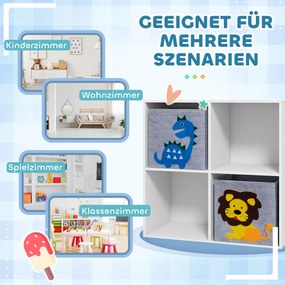 ZONEKIZ Raft de depozitare pentru copii, Cuburi, Sertare, MDF, Protecție împotriva răsturnării, Alb | Aosom Romania