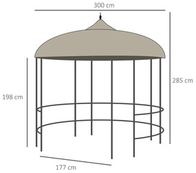 Outsunny Foisor de Gradina Rotund de 3(m), Gazebo Elegant | Aosom Romania