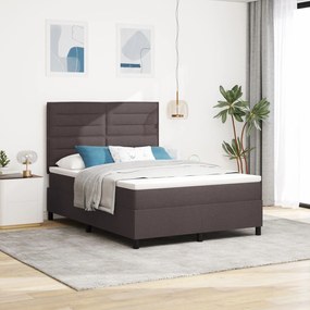 vidaXL Pat Box Spring cu Saltea Maro Închis 160x200 cm din Țesătură