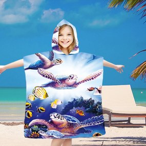 Poncho pentru copii OCEAN WORLD albastru 60x90 cm