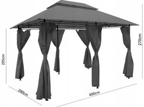Foișor de grădină 3x4m cu plasă de țânțari Glamour Grey