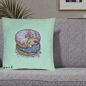 Perna Decorativa Donuts Roz si Mov, 40x40 cm, Verde Menta, Husa Detasabila, Perna Inclusa, BEKZ®