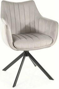 Scaun living rotativ AZALIA, gri deschis/negru, stofa catifelata/metal