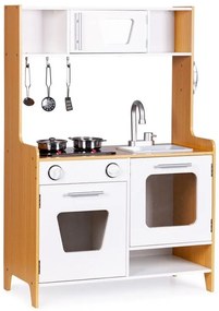 Bucatarie din lemn pentru copii cu lumini, sunete si accesorii metalice