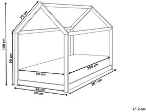 Pat tip casă 200 x 90 cm Tricia (alb) (cu grilă). 1076199