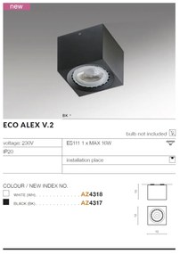 Spot aplicat de tavan/plafon ECO ALEX V2 alb