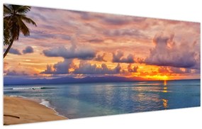 Tablou - Apus de soare la plajâ (120x50 cm)