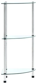 249514 vidaXL Raft cu 3 niveluri, transparent, 30x30x67 cm, sticlă securizată