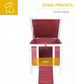 PawHut Colivă Lemn Exterior pentru Rozătoare, Acoperiș și Rampa Reglabilă, 42x51x43cm, Roșu | Aosom Romania