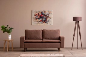 Canapea 2 Locuri, Cadru Metalic, Lungo, Maro Deschis