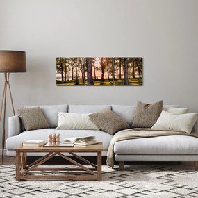 Tablou cu pomi lângă lac (cu ceas) (90x30 cm)