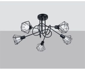 Lustră pe tijă ARTEMIS 5xE14/40W/230V neagră Sollux SL.1110
