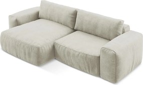 Colțar bej extensibil cu tapițerie din chenille (cu colț pe partea stângă/cu șezlong) Kuki – Makamii