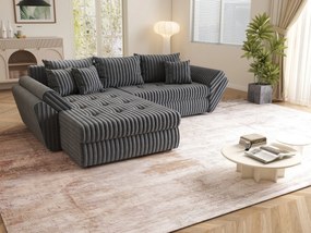 Colțar extensibil dumonde cu ladă de depozitare si sezut confortabil din spuma high-density, Loana Ambience Grey 270x185 cm