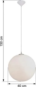 Eglo 22873 - Lampă suspendată pe cablu RONDO 1xE27/60W/230V Ø 40 cm albă