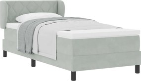 vidaXL Pat cu arcuri cu saltea Gri deschis 90 x 200 cm Catifea