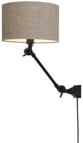 Aplica cu brat articulat Amsterdam S, abajur dark linen