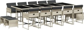 vidaXL Set mobilier de grădină cu perne 15 piese gri deschis poliratan