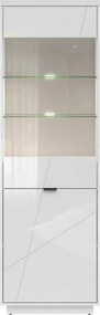 Vitrina FORN, alb lucios, PAL melaminat/sticla securizata, 64x43x201 c