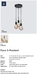 Lustra cu 3 pendule design modern PACO alama 2112063035 NL