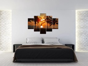 Tablou cu palmier în apus de soare (150x105 cm)
