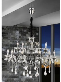 Globo DUNJA 64104-15 - Candelabru din cristal suspendat pe lanț, 15xE14/40W/230V
