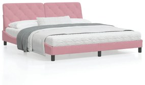 3213872 vidaXL Cadru de pat cu lumini LED, roz, 180x200 cm, catifea