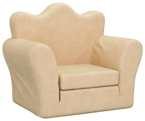 341872 vidaXL Canapea extensibilă pentru copii, crem, pluș moale