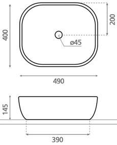 Bathco OLEA 4072 - Lavoar pentru blat 49 x 40 cm, porțelan, alb