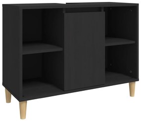 821285 vidaXL Dulap de chiuvetă, negru, 80x33x60 cm, lemn prelucrat