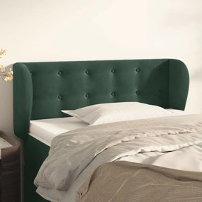 Tablie de pat cu aripioare verde inchis 93x23x78 88 cm catifea 1, Verde inchis, 93 x 23 x 78 88 cm