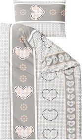 Lenjerie de pat din crep HEART RETRO POLY gri Dimensiune lenjerie de pat: 2 buc 70 x 90 cm | 200 x 220 cm