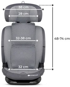 Scaun auto KINDERKRAFT ONETO 3 i-Size (76-150 cm) + Isofix Cool grey