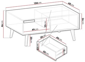 Măsuță de cafea WILLOW 46x104 cm negru/stejar artizan