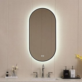 Oglinda cu iluminare LED Inter Ceramic ovala 60x120 cm finisaj negru