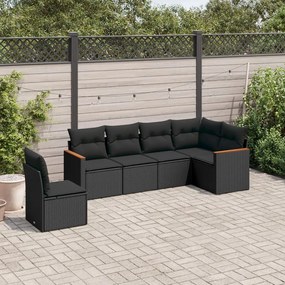 3226013 vidaXL Set mobilier de grădină cu perne, 6 piese, negru, poliratan