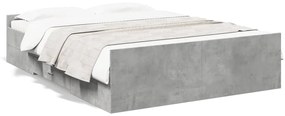 3280324 vidaXL Cadru de pat cu sertare, gri beton, 120x190 cm, lemn prelucrat