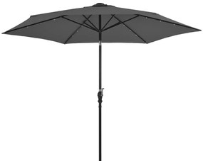 vidaXL Umbrelă de soare exterior cu led & stâlp de oțel antracit 300cm