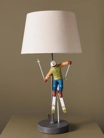 Lampa de masa, din polirasina, cu abajur din in, Ski Jump