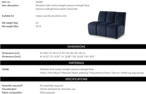 Modul canapea design LUX Lando straight, Catifea albastra