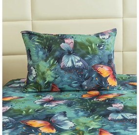 Cearsaf din microfibra 140x240 cm si husa pentru perna 50x70 cm COLORFUL BUTTERFLY, colorat