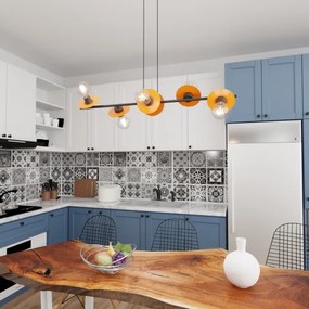 Lustră pe cablu TOKEN 6xE27/15W/230V portocaliu