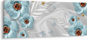 Tablou - 3D Flori albastre (120x50 cm)