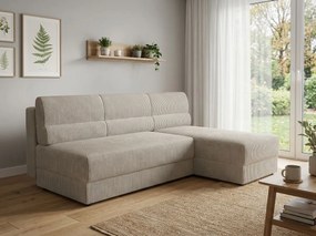 OFERTA Set de canapea extensibila reversibila in forma de L TAVERO SLIM 201x140 cm, bej deschis clasa a II-a