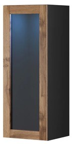 Vitrină 90 sticlă Zylia (Negru + Stejar wotan) (fără iluminat). 1060034