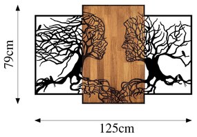 Decoratiune de perete lemn Tree Love - 312, Negru, 3x79x125 cm