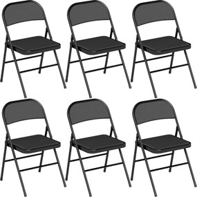 HOMCOM Set de 2 scaune pliante, scaune de birou portabile, picioare din oțel, scaun pliant pentru birou, recepție, sala de așteptare, piele ecologică, negru | Aosom Romania